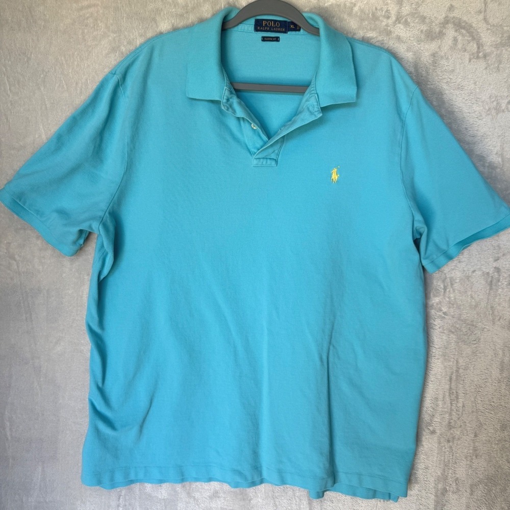 Polo Ralph Lauren Mens XL Turquoise Classic‎ Fit Polo Shirt Pony Logo Casual